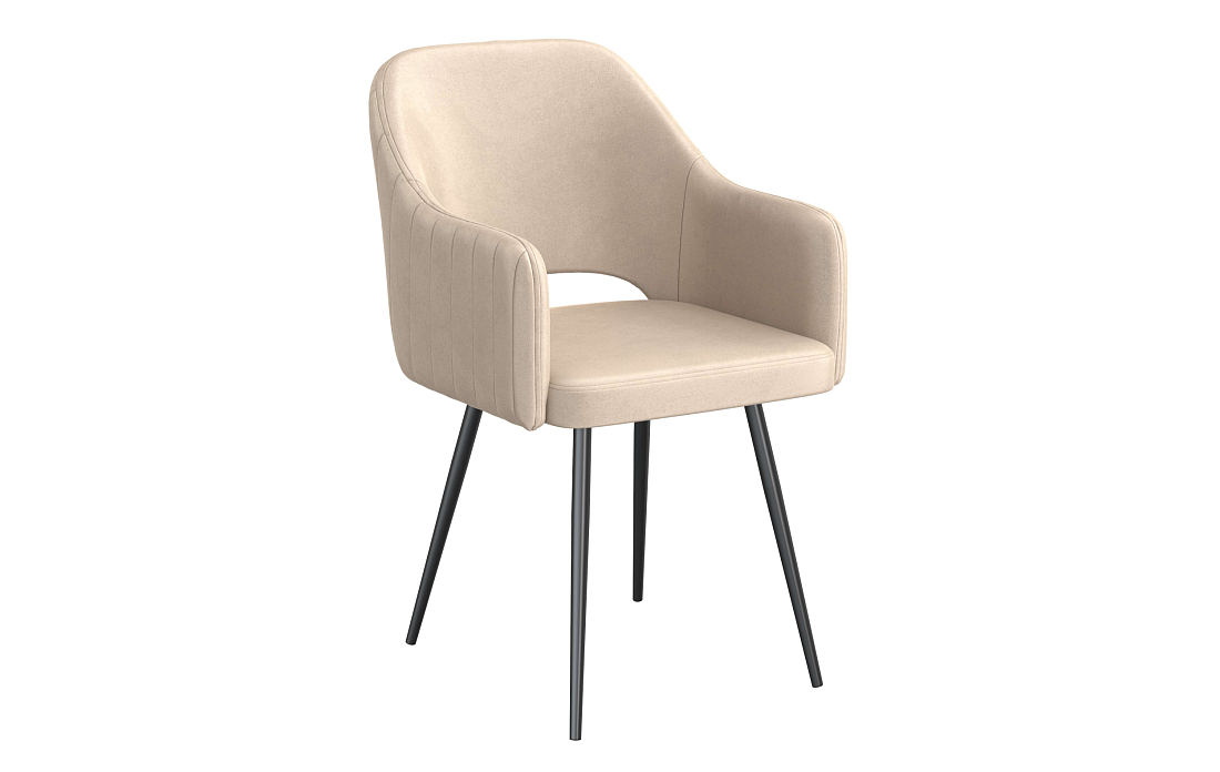 Стул Берта Т велюр конфетти крем/Цвет металл черный